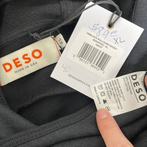 DESO Hemlock Pullover Hoody NWT Pocket Black Night Size X Large XL - Picture 13 of 15